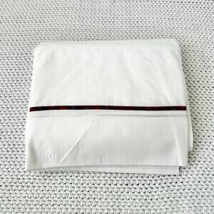 Ralph Lauren Vtg Brady White Red Tartan Plaid Stripe Cotton Full Flat Top Sheet